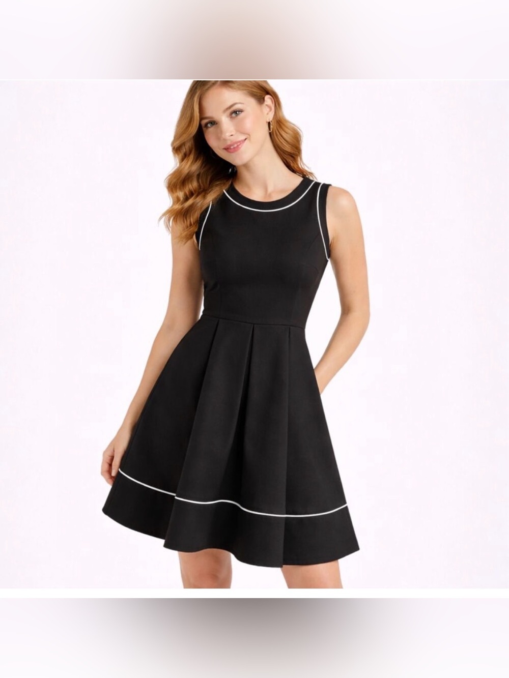 Kate Spade Hope Fit & Flare Dress Designer Preppy Pockets Black Sz 10